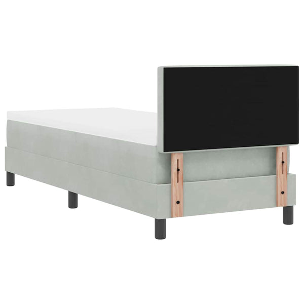 LED Boxspringbett mit Matratze 80x200 cm Hellgrau Samt