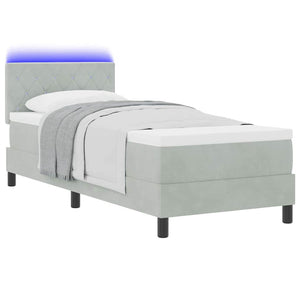 LED Boxspringbett mit Matratze 80x200 cm Hellgrau Samt