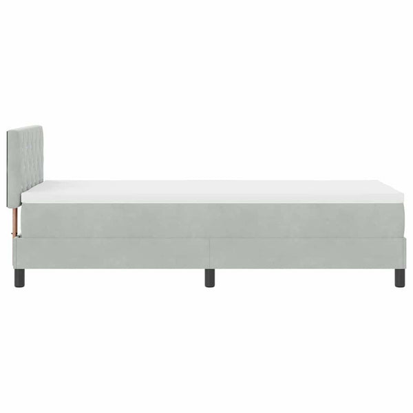 LED Boxspringbett mit Matratze 80x200 cm Hellgrau Samt