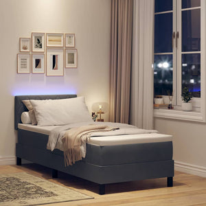vidaXL Lit coffre à LED avec matelas Velours gris foncé 80 x 200 cm