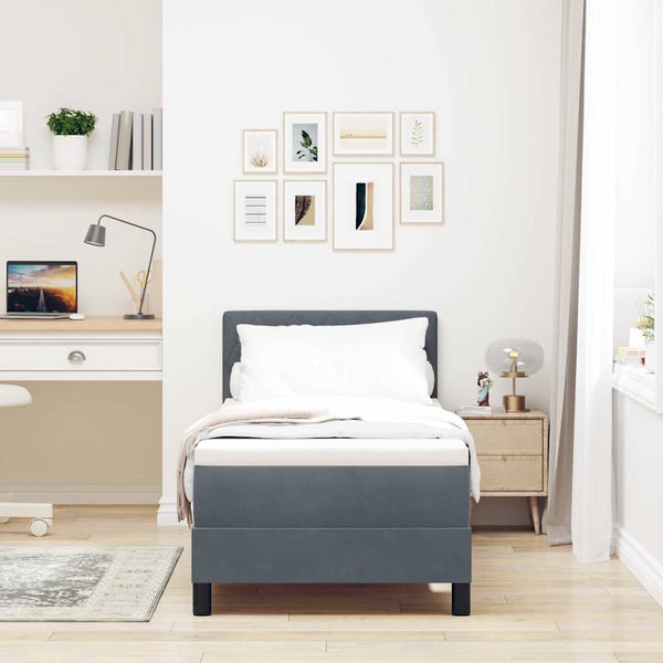 vidaXL Lit coffre à LED avec matelas Velours gris foncé 80 x 200 cm