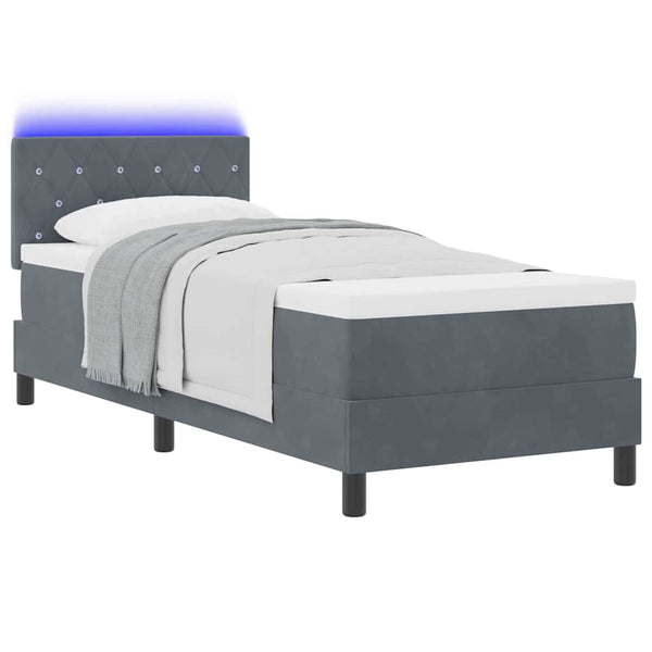 vidaXL Lit coffre à LED avec matelas Velours gris foncé 80 x 200 cm