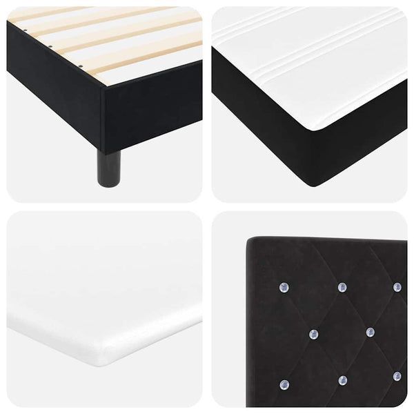 LED Boxspringbett mit Matratze 80x200 cm Samt Schwarz