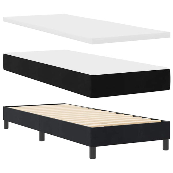 LED Boxspringbett mit Matratze 80x200 cm Samt Schwarz
