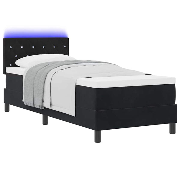 LED Boxspringbett mit Matratze 80x200 cm Samt Schwarz
