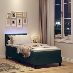 vidaXL Lit coffre à LED avec matelas Velours vert foncé 80 x 200 cm