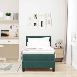 vidaXL Lit coffre à LED avec matelas Velours vert foncé 80 x 200 cm