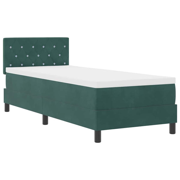 vidaXL Lit coffre à LED avec matelas Velours vert foncé 80 x 200 cm