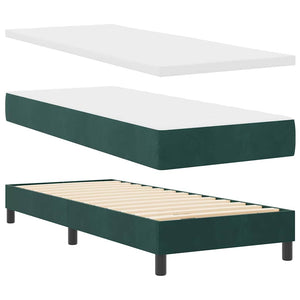 vidaXL Lit coffre à LED avec matelas Velours vert foncé 80 x 200 cm