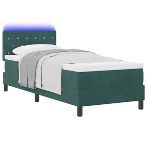 vidaXL Lit coffre à LED avec matelas Velours vert foncé 80 x 200 cm