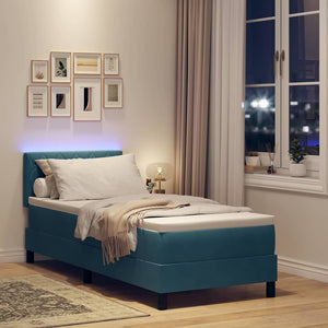 vidaXL Lit coffre à LED avec matelas Velours Bleu foncé 80 x 200 cm