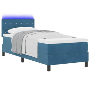 vidaXL Lit coffre à LED avec matelas Velours Bleu foncé 80 x 200 cm