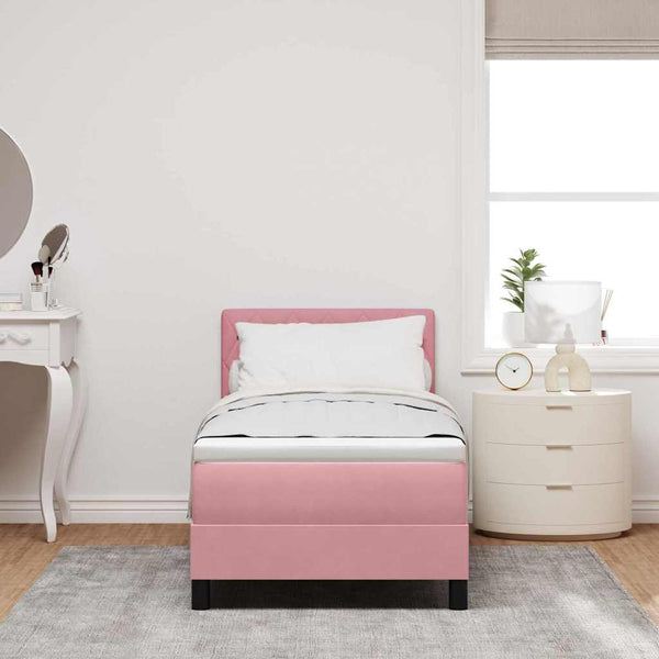 LED Boxspringbett Rosa 80x200 cm mit Matratze