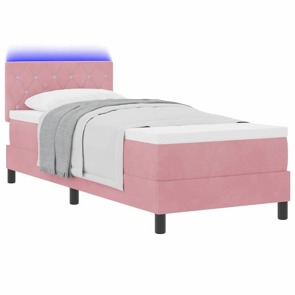 LED Boxspringbett Rosa 80x200 cm mit Matratze