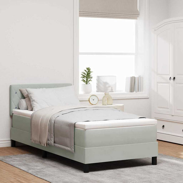 vidaXL Lit tapissier à LED avec matelas Gris clair 90 x 190 cm Velours