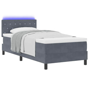LED Boxspringbett mit Matratze Dunkelgrau 90x190 cm