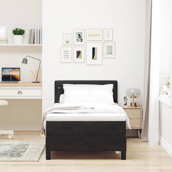LED Boxspringbett mit Matratze 90x190 cm Schwarz Samt