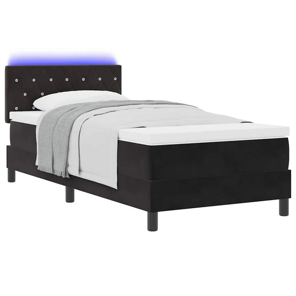 LED Boxspringbett mit Matratze 90x190 cm Schwarz Samt