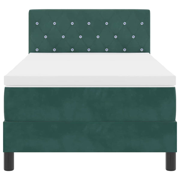 LED Boxspringbett mit Matratze Dunkelgrün 90x190 cm