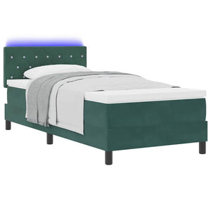 LED Boxspringbett mit Matratze Dunkelgrün 90x190 cm