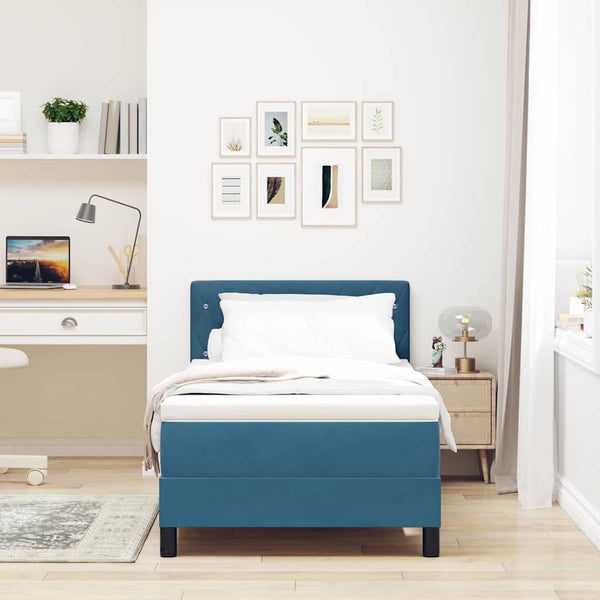 LED Boxspringbett Dunkelblau 90x190 cm mit Matratze