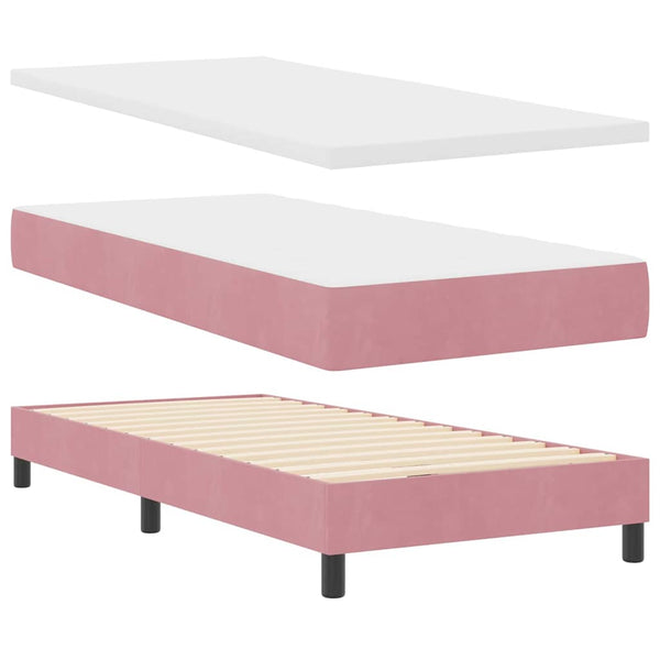 LED Boxspringbett mit Matratze Rosa 90x190 cm