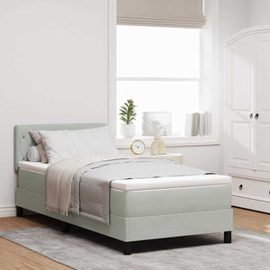 LED Boxspringbett mit Matratze Hellgrau 90x200 cm