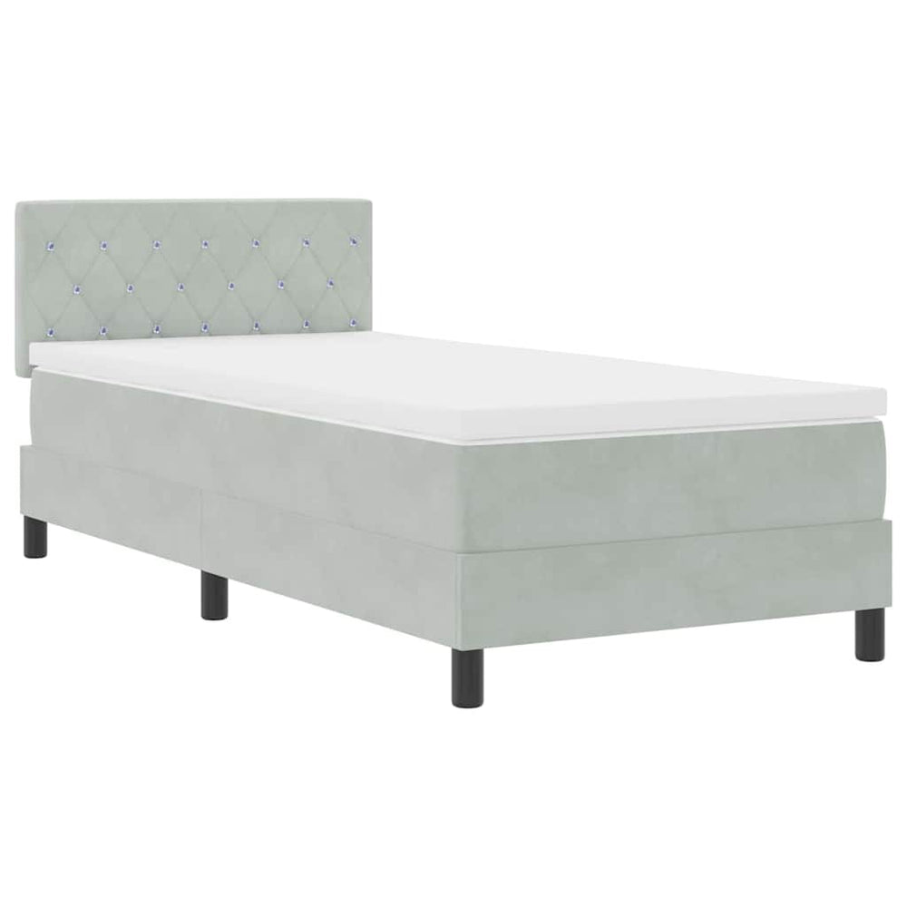LED Boxspringbett mit Matratze Hellgrau 90x200 cm
