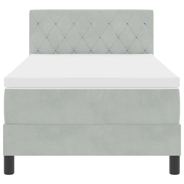LED Boxspringbett mit Matratze Hellgrau 90x200 cm
