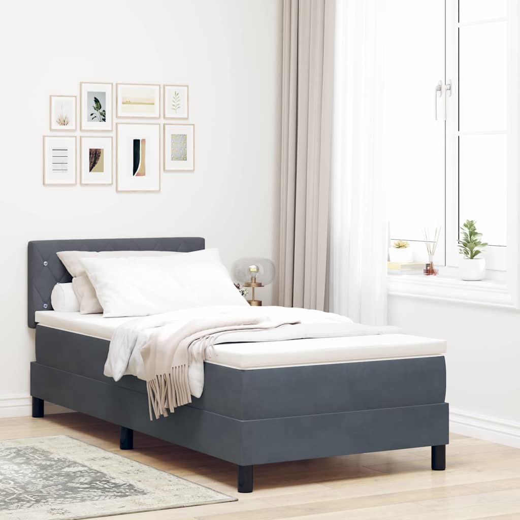 LED Boxspringbett mit Matratze 90x200 cm Dunkelgrau