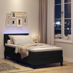 LED Boxspringbett mit Matratze 90x200 cm Schwarz Samt
