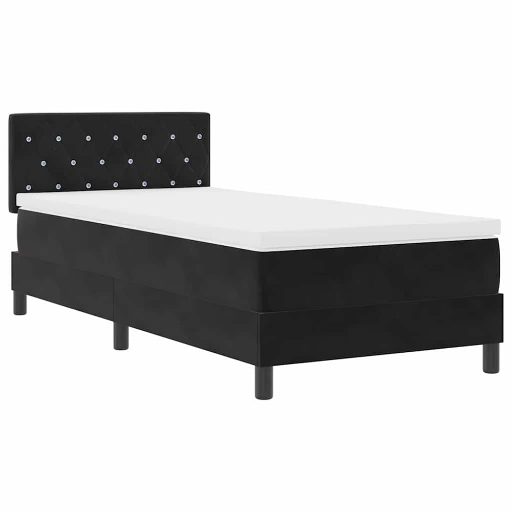 vidaXL LED Box Spring Bed with Mattress and LED Black 90 x 200 cm Velvet