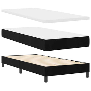 LED Boxspringbett mit Matratze 90x200 cm Schwarz Samt