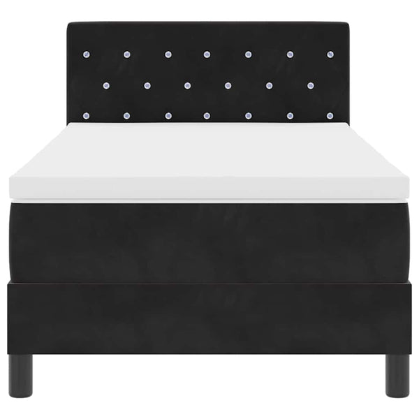 LED Boxspringbett mit Matratze 90x200 cm Schwarz Samt