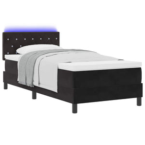 LED Boxspringbett mit Matratze 90x200 cm Schwarz Samt
