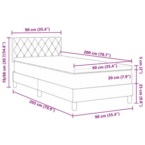 LED Boxspringbett mit Matratze 90x200 cm Schwarz Samt