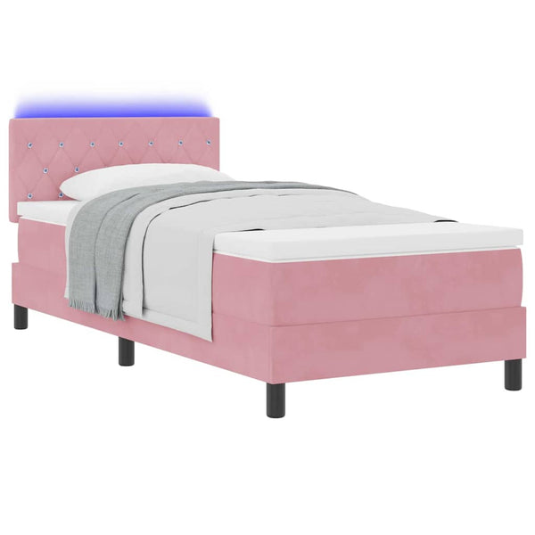 vidaXL Lit tapissier à LED avec matelas LED Rose 90 x 200 cm Velours
