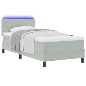 LED Boxspringbett mit Matratze Hellgrau 100x200 cm