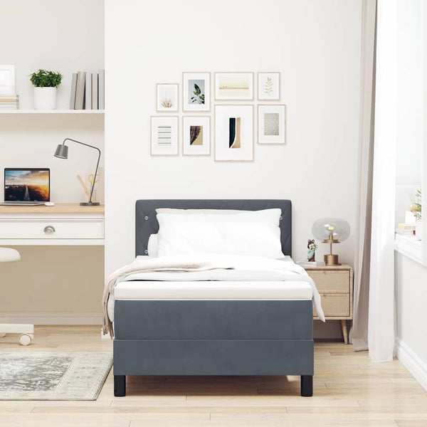 vidaXL Lit capitonné LED avec matelas Gris foncé 100 x 200 cm Velours