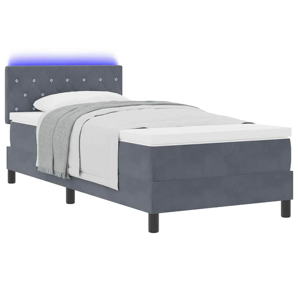 vidaXL Lit capitonné LED avec matelas Gris foncé 100 x 200 cm Velours