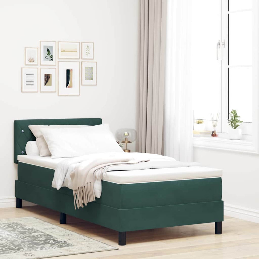 LED Boxspringbett Dunkelgrün 100x200 cm