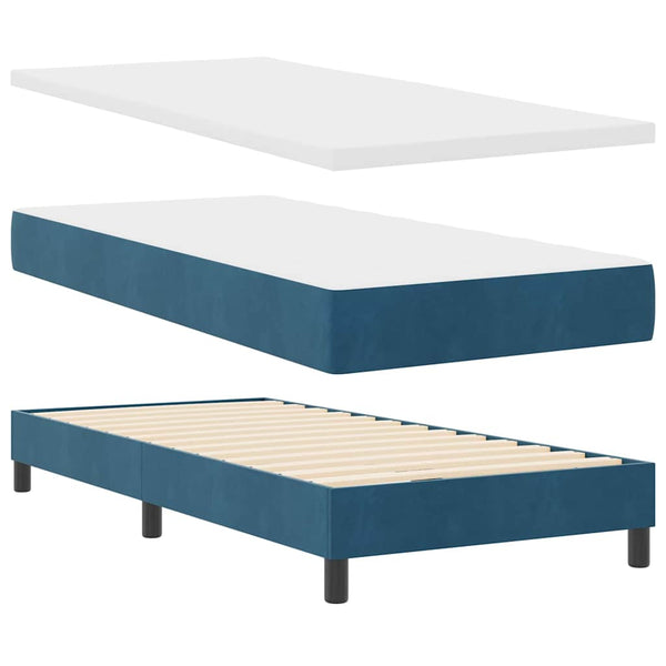 vidaXL Lit coffre à LED avec matelas Velours Bleu foncé 100 x 200 cm