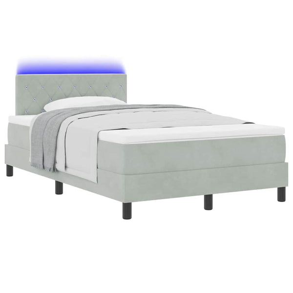 LED Boxspringbett mit Matratze Hellgrau 120x190 cm
