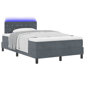 LED Boxspringbett mit Matratze Dunkelgrau Samt 120x190