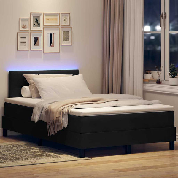 LED Boxspringbett mit Matratze 120x190 cm Schwarz Samt