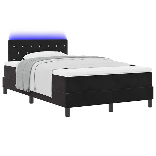 LED Boxspringbett mit Matratze 120x190 cm Schwarz Samt