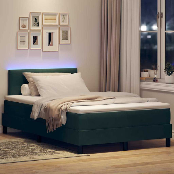 LED Boxspringbett mit Matratze Dunkelgrün 120x190 cm