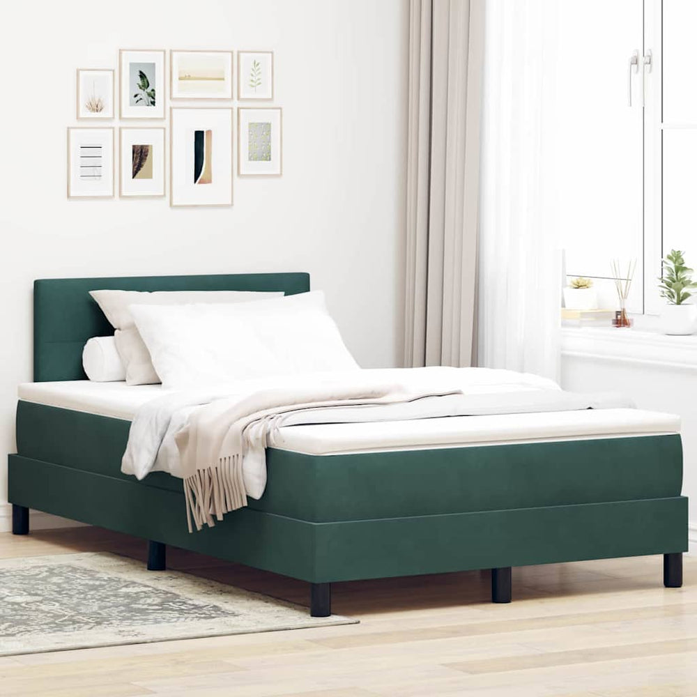 LED Boxspringbett mit Matratze Dunkelgrün 120x190 cm
