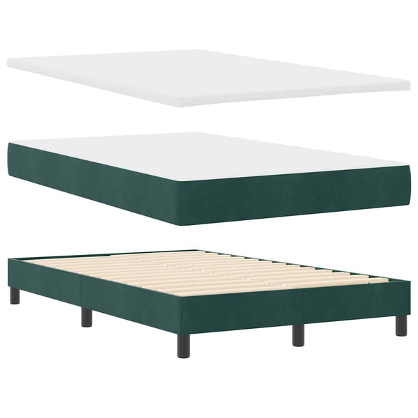 LED Boxspringbett mit Matratze Dunkelgrün 120x190 cm