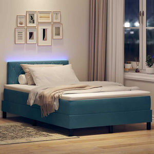 LED Boxspringbett Dunkelblau 120x190 cm mit Matratze